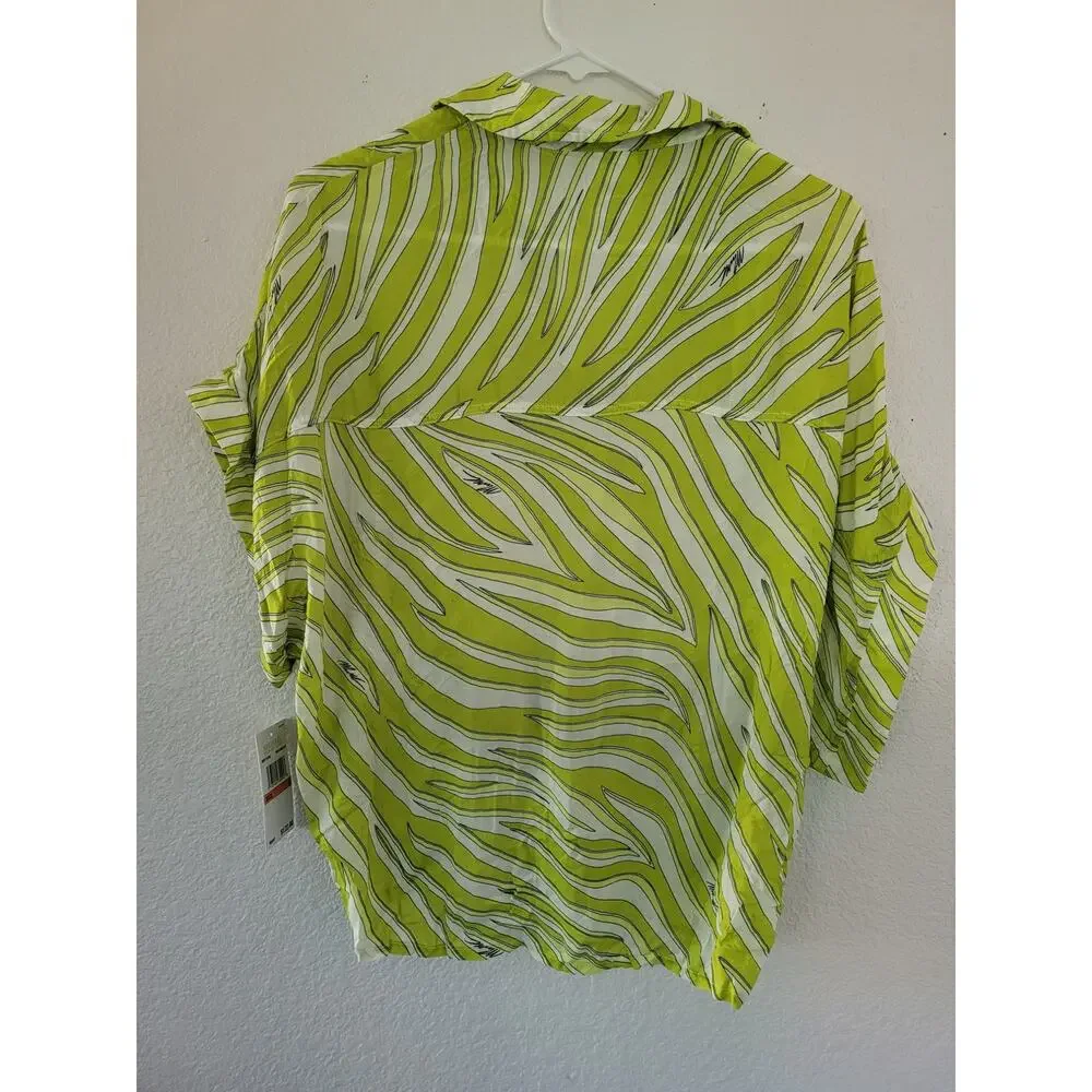 Michael‎ Kors Limeade Button Down Coverup and Bikini Striped Bottom S #17